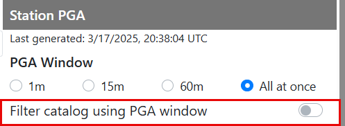 The Filter catalog using PGA Window toggle.