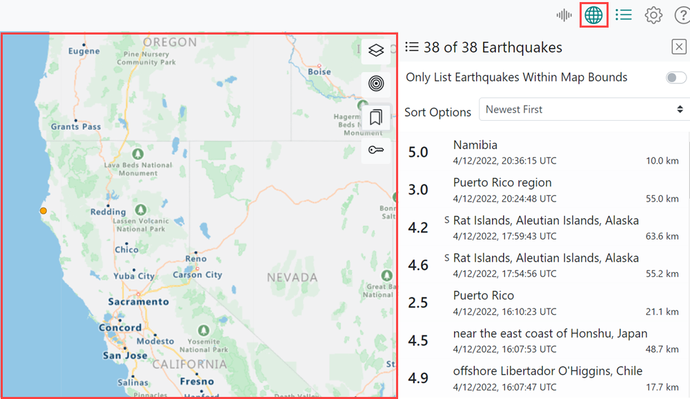 The Map pane is highlighted in red.