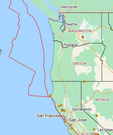 Red lines on the map.