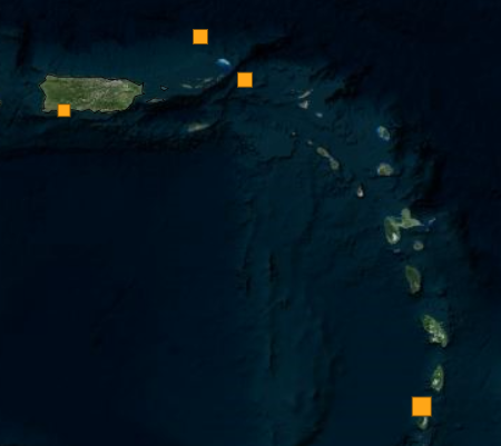 Yellow square markers on the map.