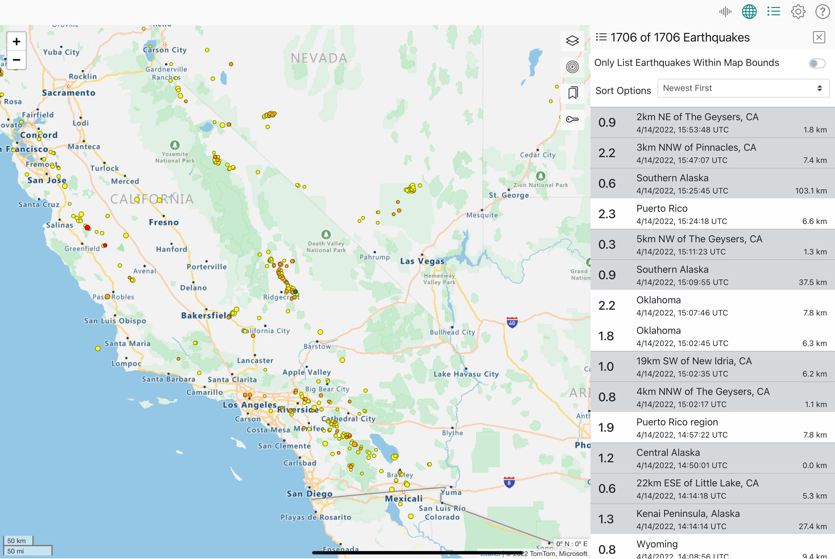 Quake Display as it looks when viewed on a tablet.