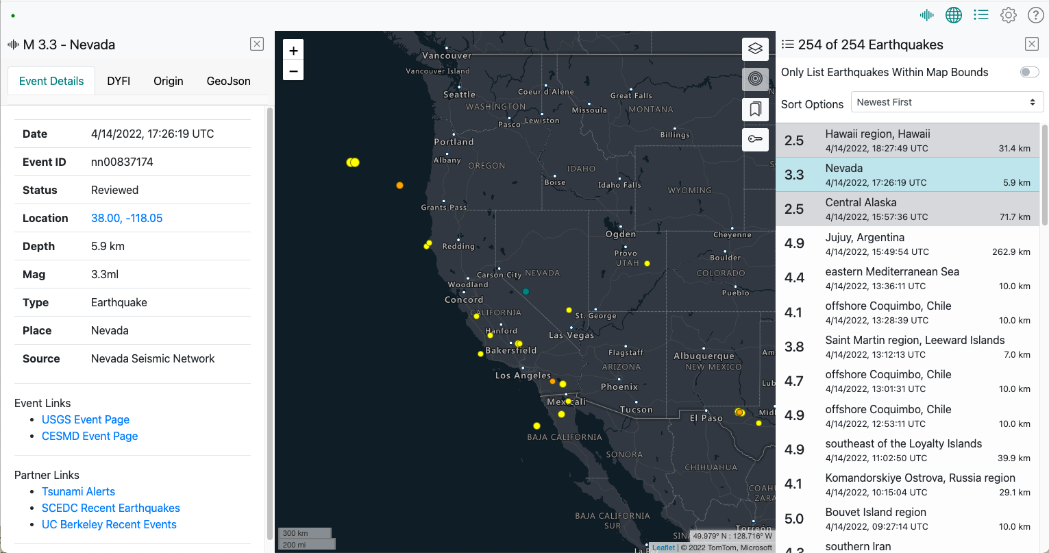 Quake Display as it looks when viewed on a desktop.